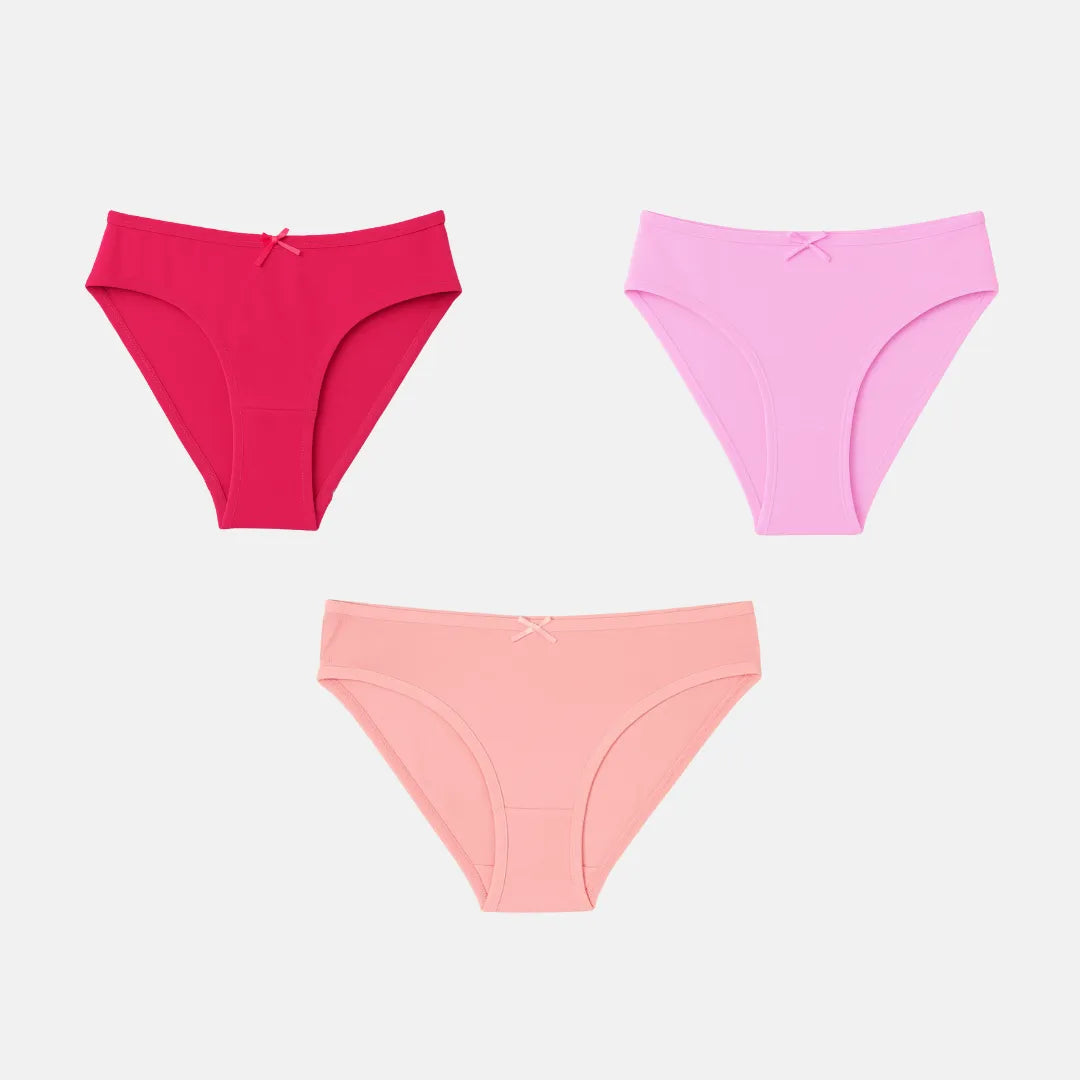 Bikini Underwear For Girls Dark Pink, Light Pink & Peach