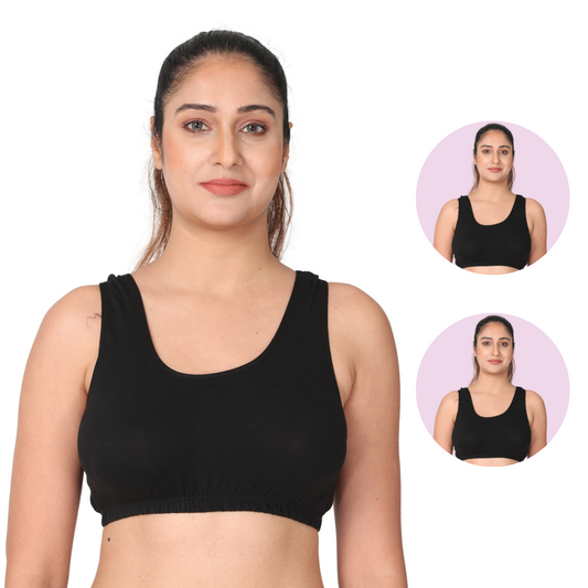 Sleep Bra | Lounge Bra | Non Padded | Non Wired | Full Coverage | Racerback | Pack Of 2