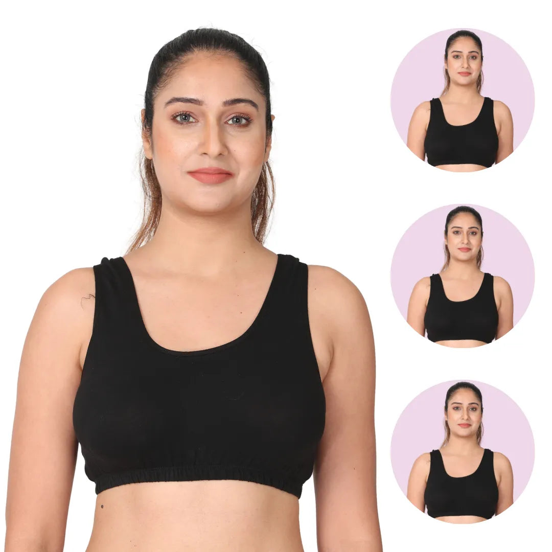 Adira Black Sleep Bra Pack 3