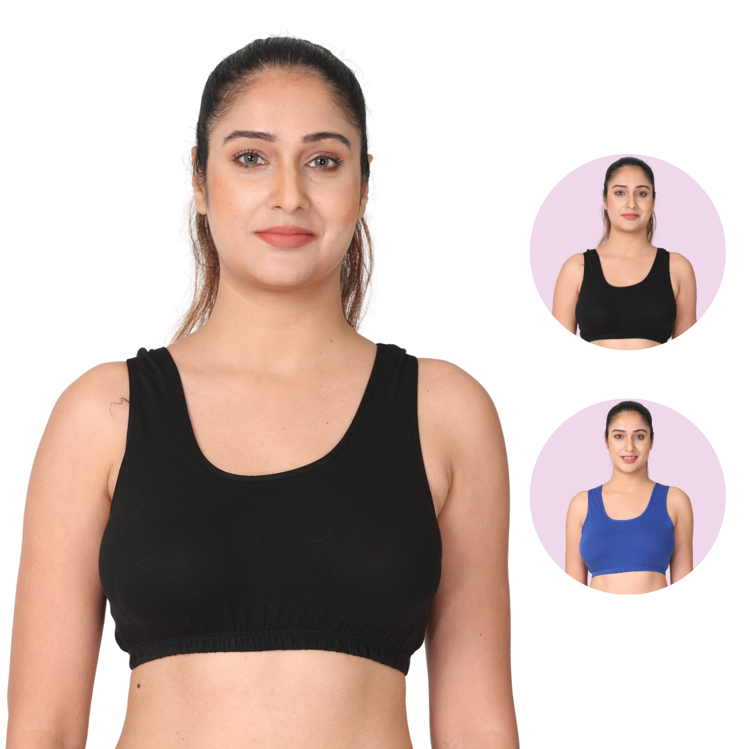 Sleep Bra | Lounge Bra | Non Padded | Non Wired | Full Coverage | Racerback  | Pack Of 2