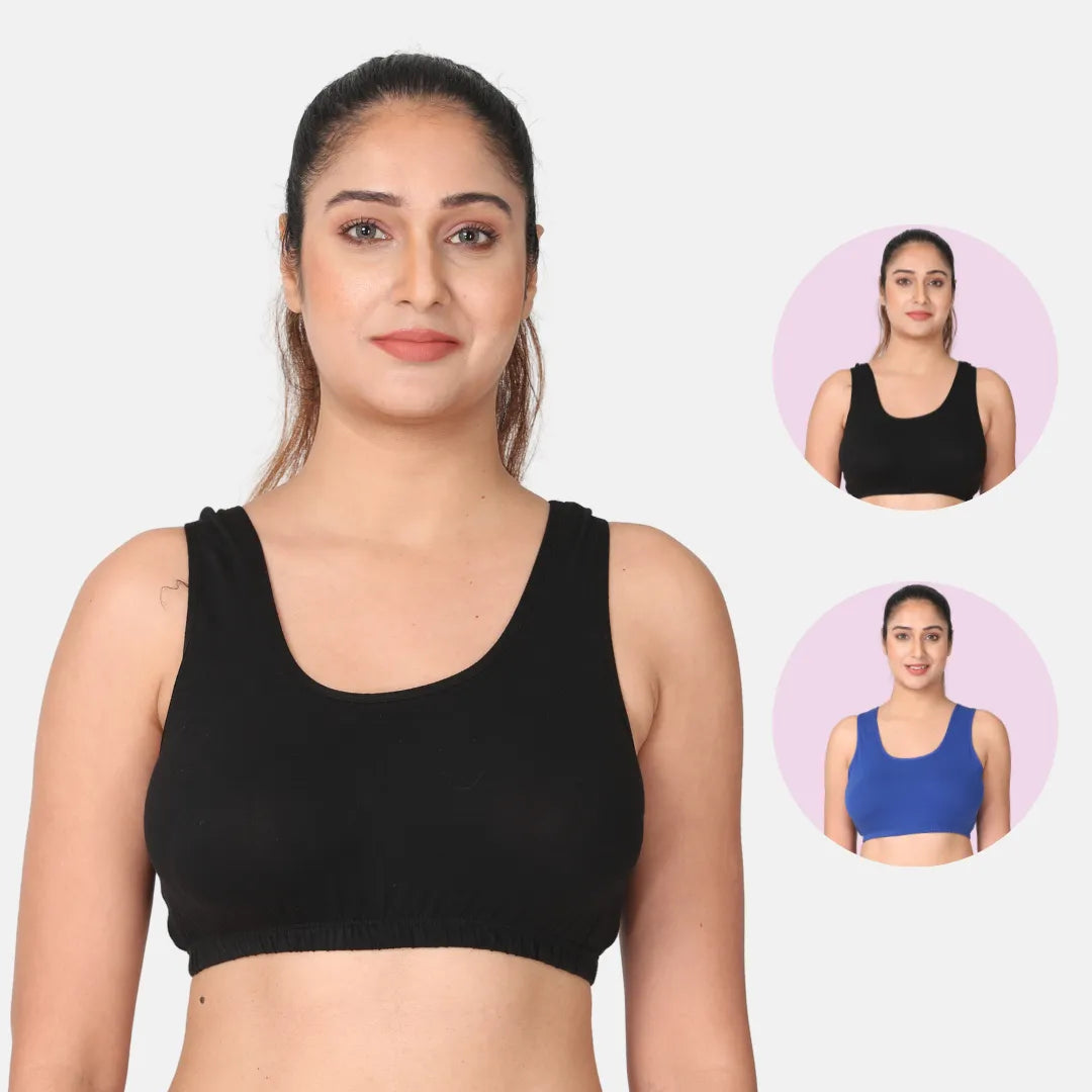 Black & Royal Blue Sleep Bra / Lounge Bra