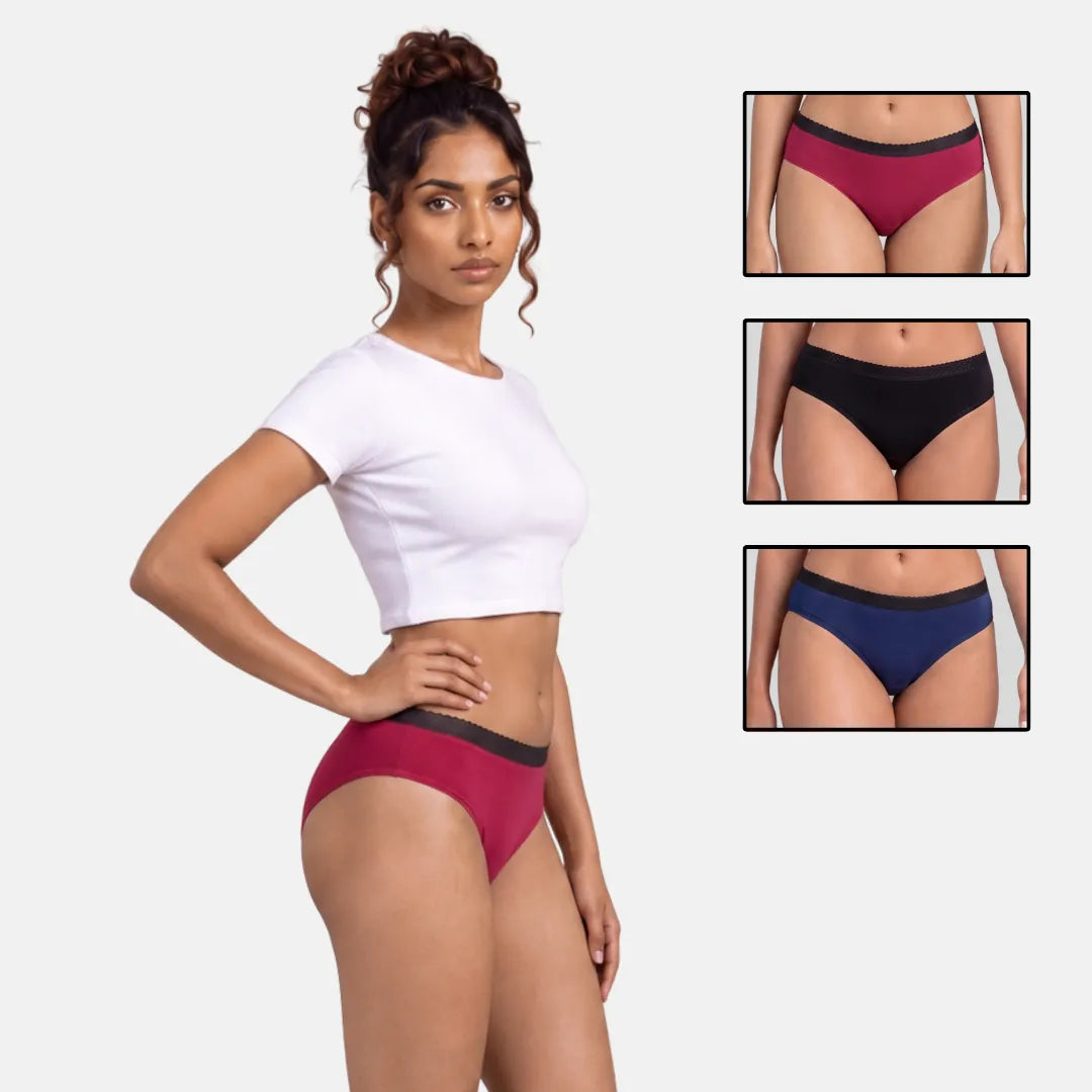 Bladder Leak Underwear-Dark Pink, Black & Royal Blue