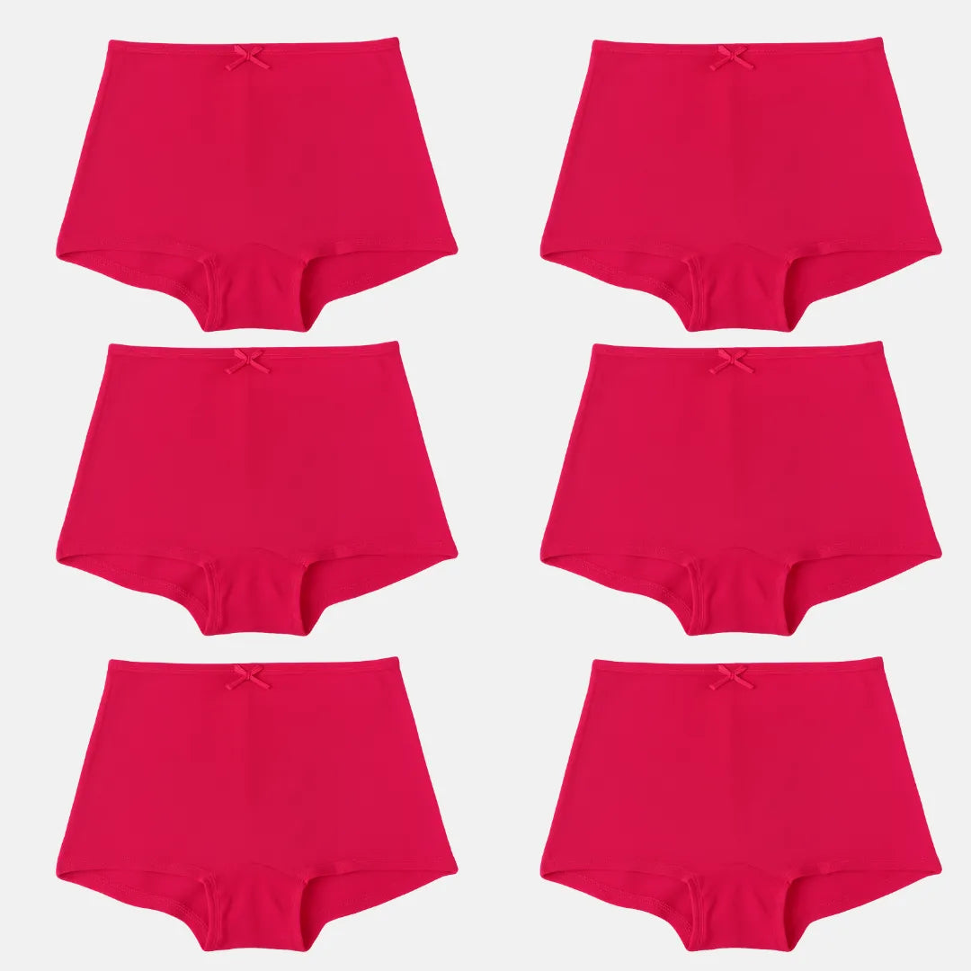 Boyshorts For Girls Dark Pink Pack Of 6