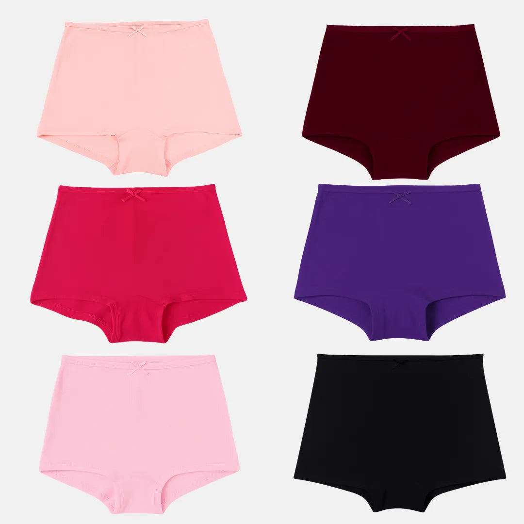 Boyshorts For Girls Peach, Wine, Dark Pink, Magenta, Light Pink & Black