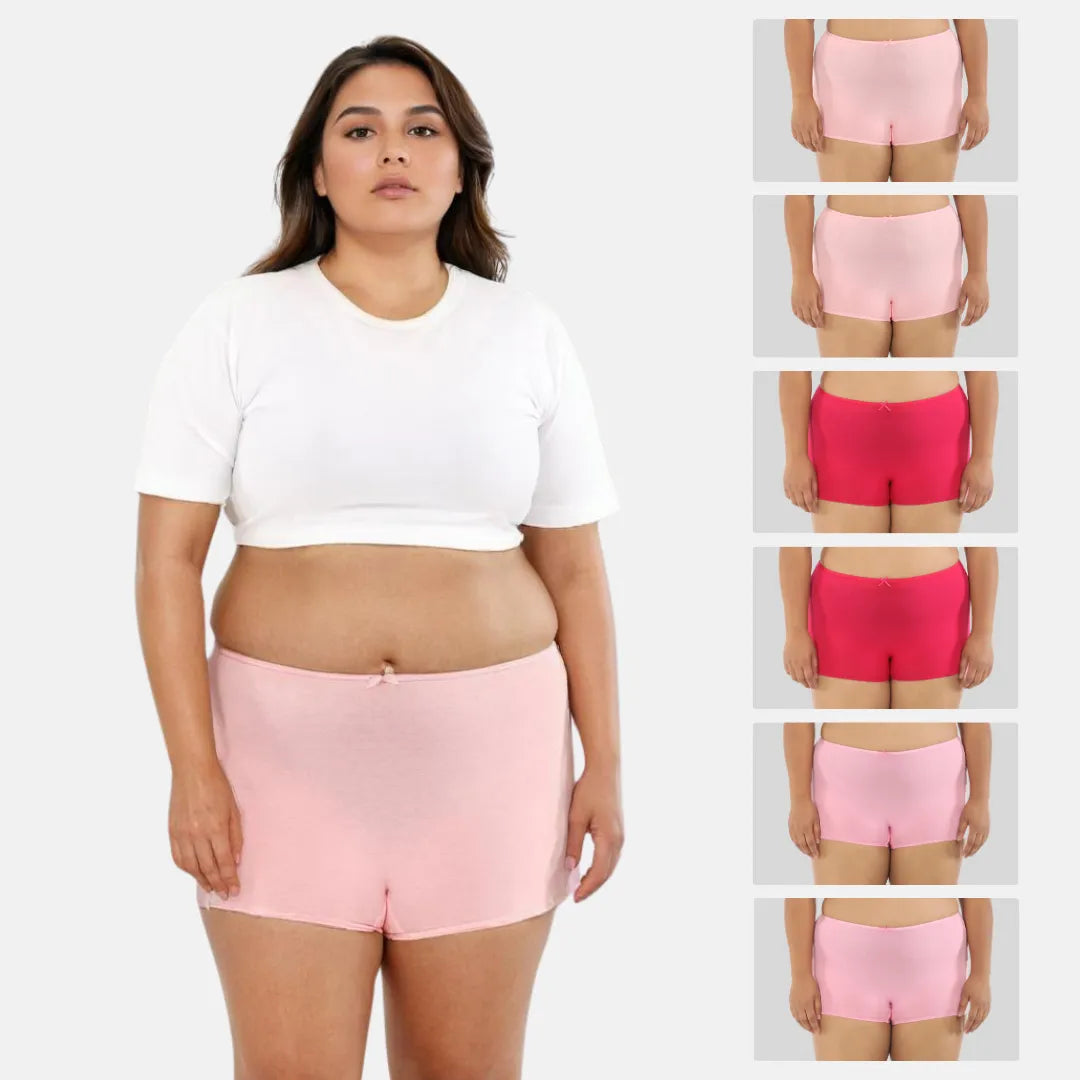 Boyshorts Plus Size - Peach,Light Pink & Dark Pink
