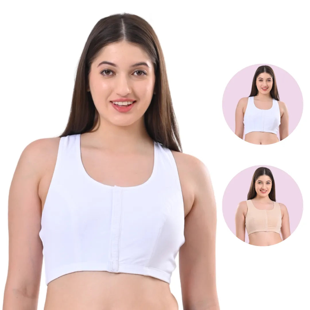 Bra Open Front Side For Women White & Skin