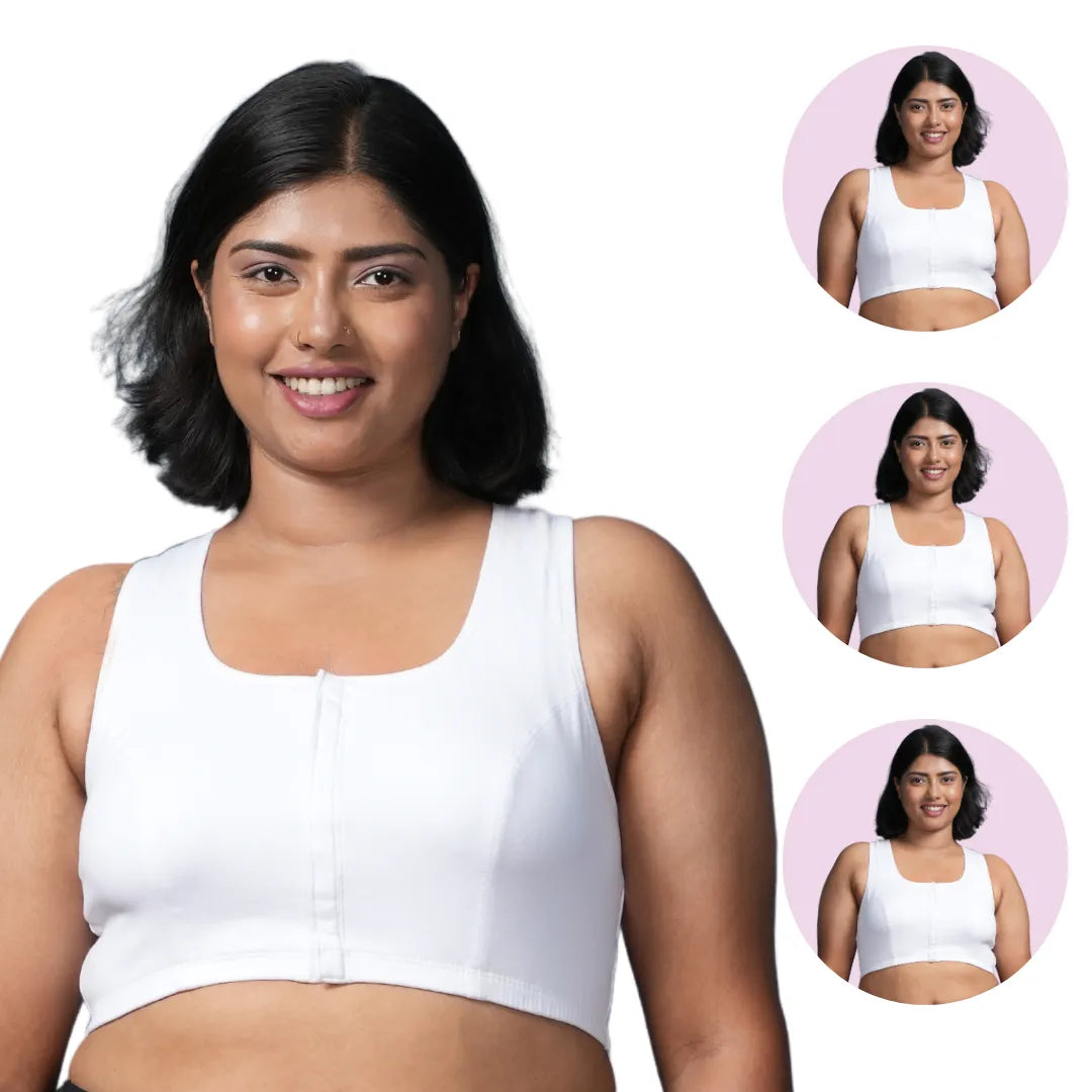 Bra Open Front Side White Pack Of 3