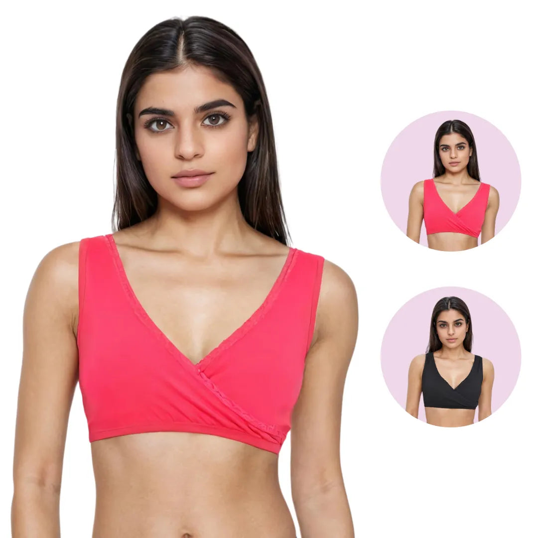 Bra To Wear With Low Cut Dress Dark Pink & Black