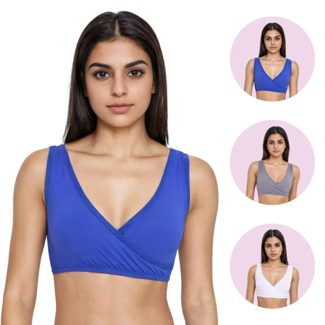 Bra To Wear With Low Cut Dress Royal Blue, Steel Grey & White