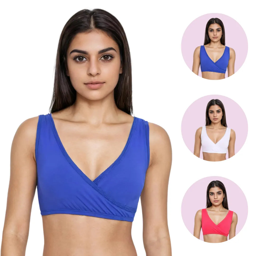 Bra To Wear With Low Cut Dress Royal Blue, White & Dark Pink