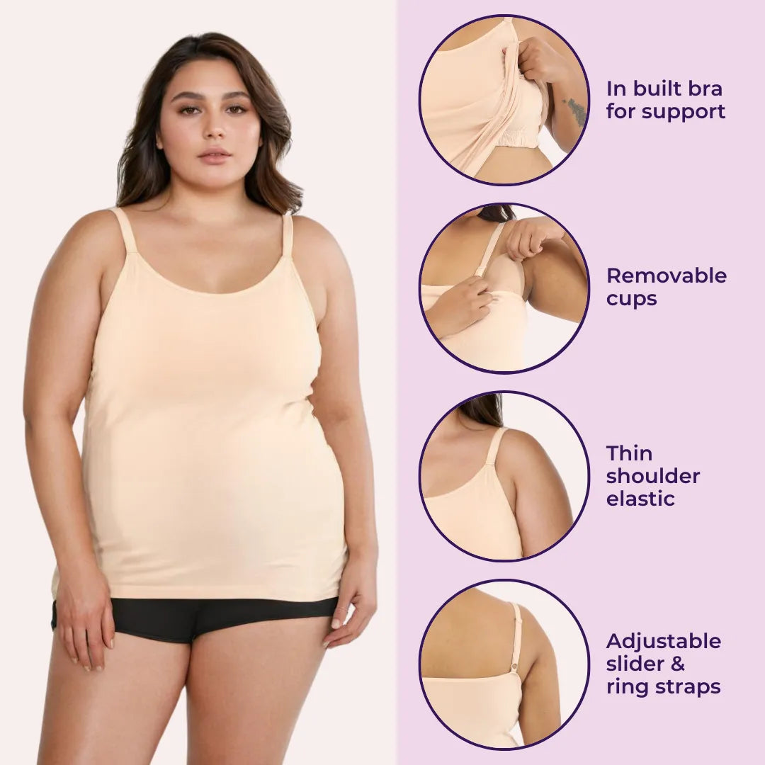 Plus Size Built In Bra Camisole Steel Grey Pack Of 1