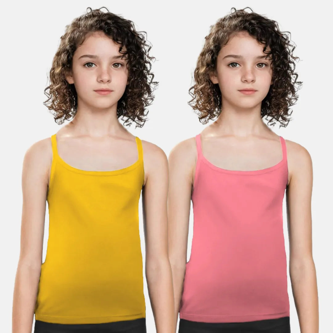 Bra Slip Camisole Mustard & Flamingo Pink