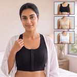 Post Surgery Bra | Front Open | Non Padded | Non Wired | Racerback | High Back Rise | Pack Of 3