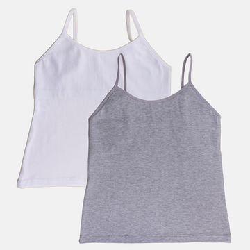 Cami With Built In Bra White & Grey