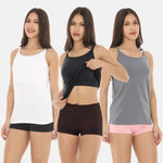 Camisole With Inbuilt Bra White, Black & Grey