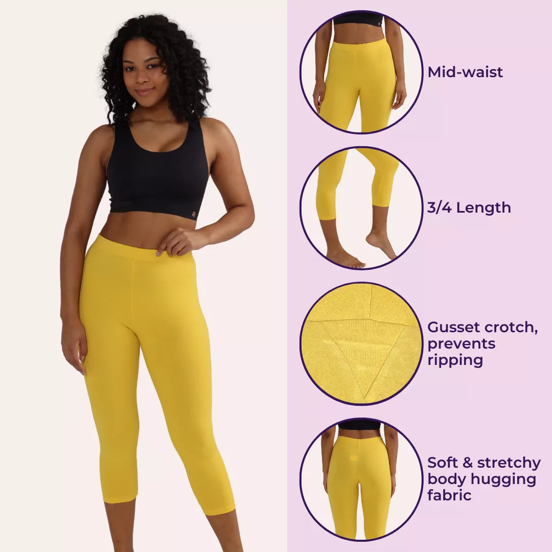 3 4th Leggings Yellow Color