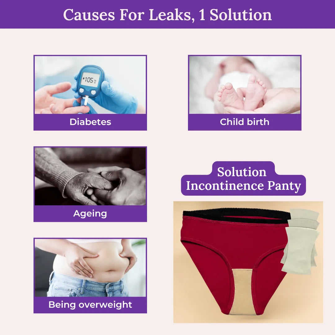 Causes For Leaks, 1 Solution Lycra Incontinence Bikini-Dark Pink