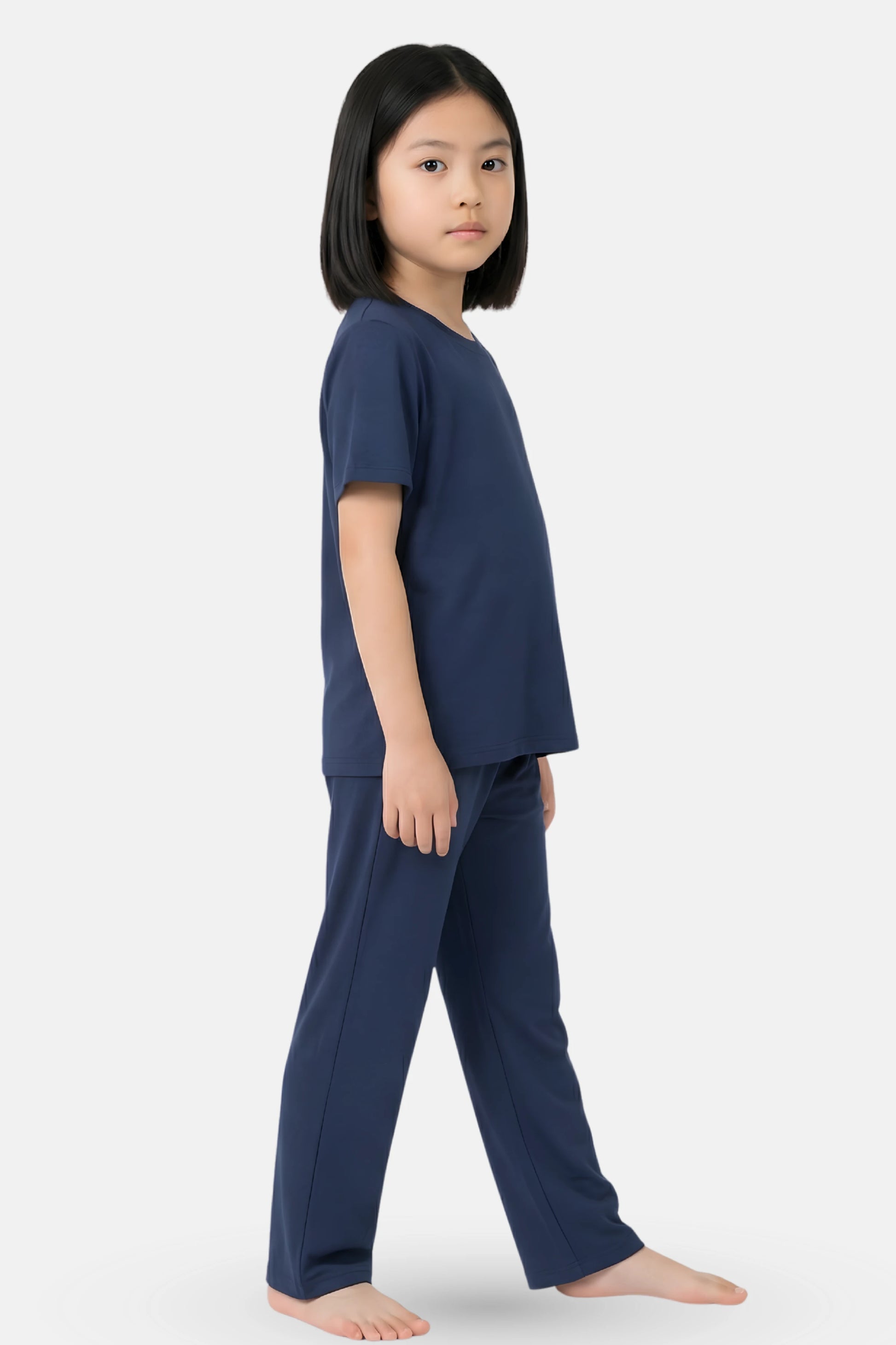 Girls wearing airforce navy pajamas