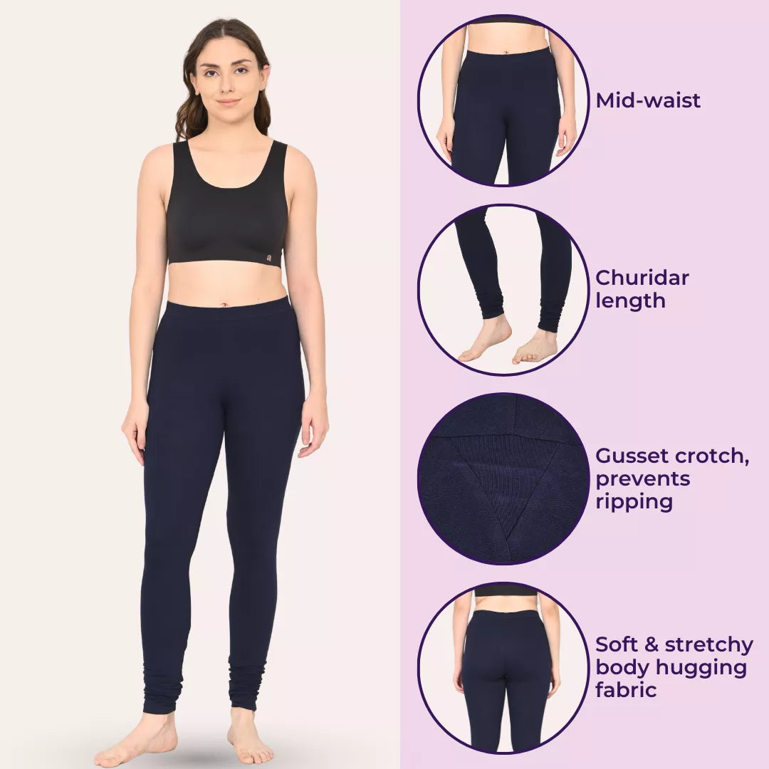 Churidar Leggings Features Navy Blue