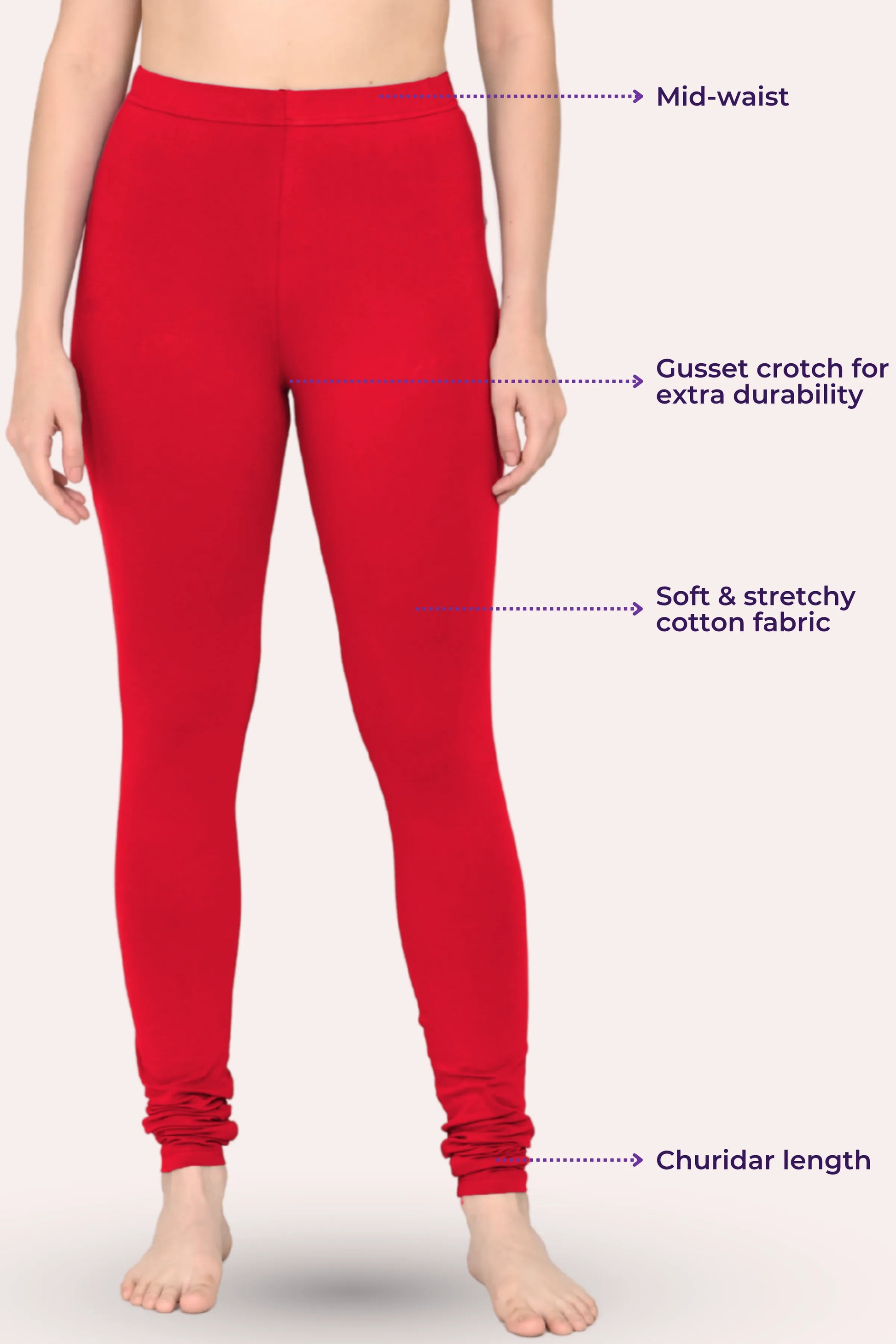 churidar leggings  leggings for women - color- Red
