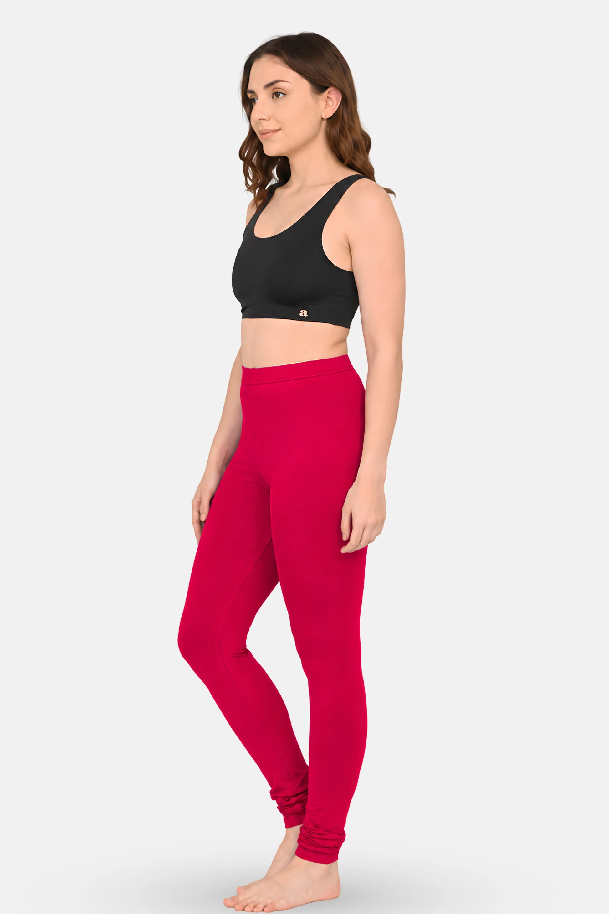 Comfort-fit women's dark pink churidar leggings for all-day wear
