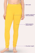 women wearing churidar leggings -color-Yellow