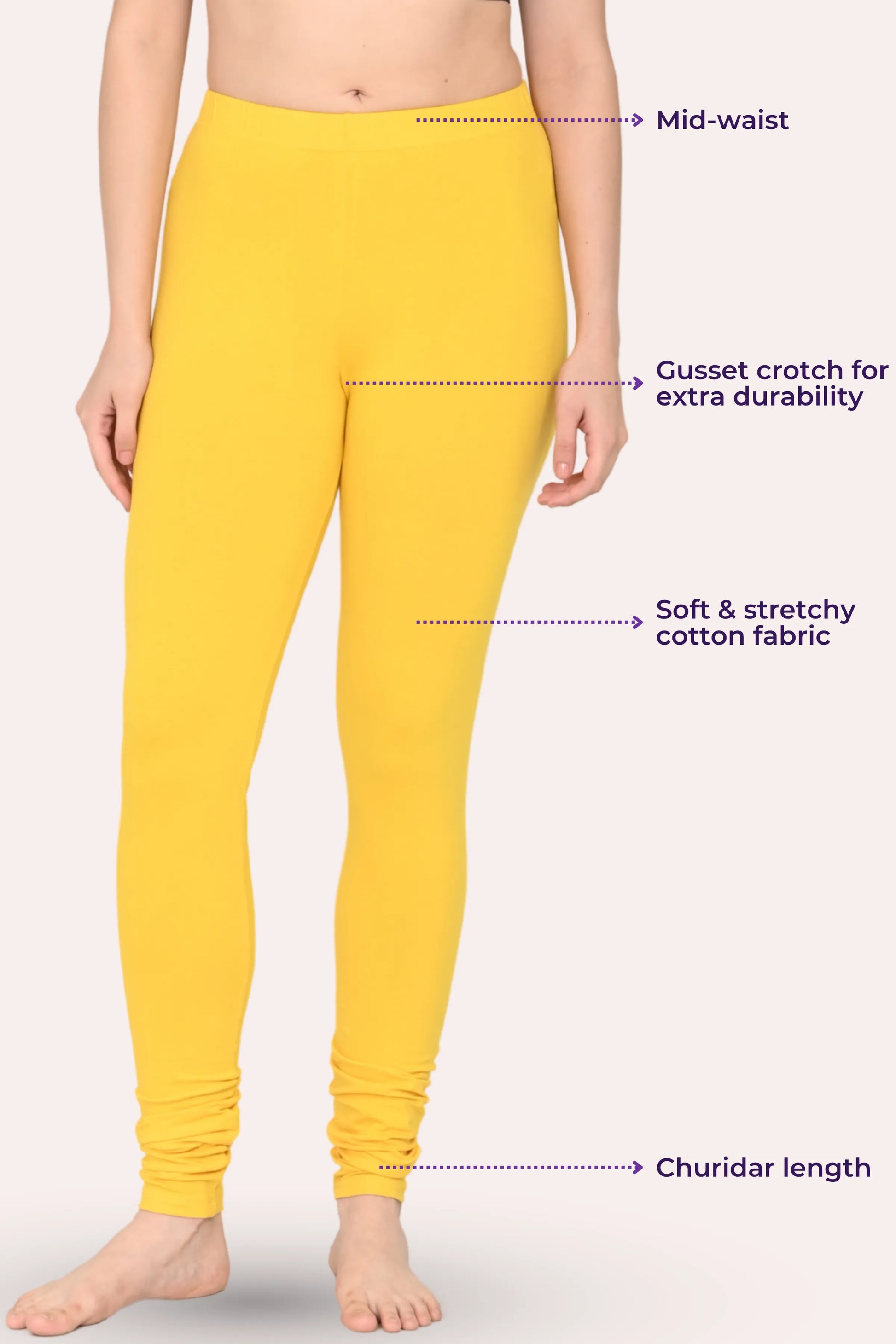 women wearing churidar leggings -color-Yellow