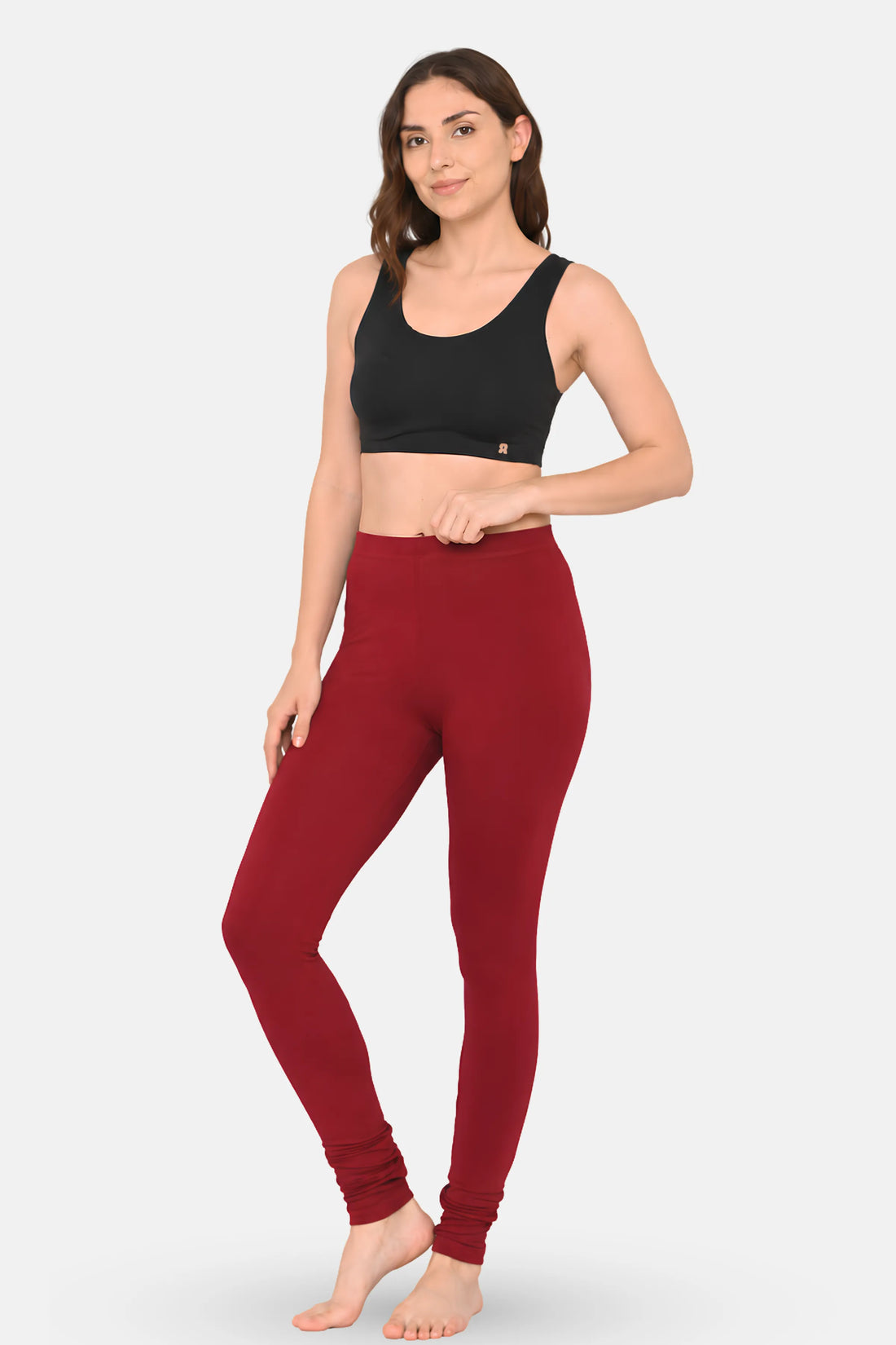 Women's maroon churidar leggings for everyday comfort and style