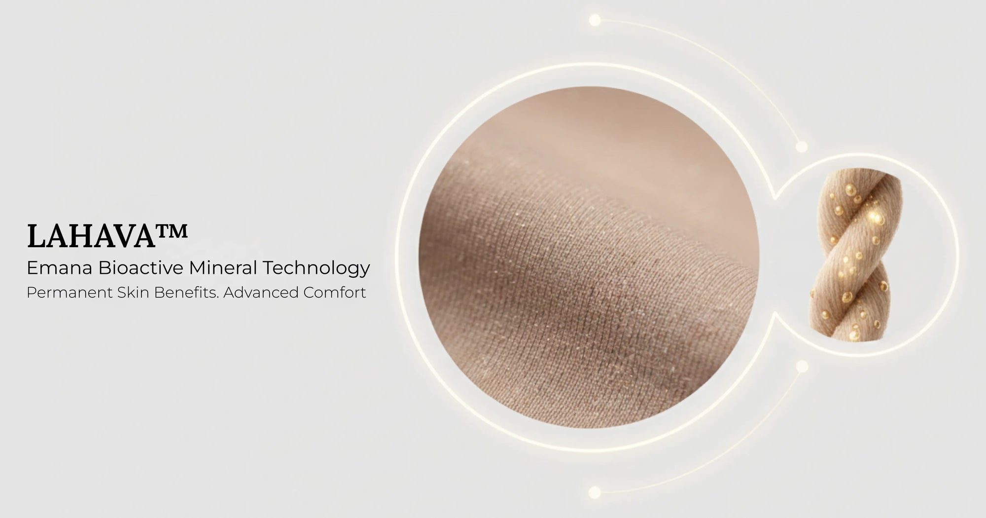 Close up of LAHAVA shapewear fabric made with Emana bioactive mineral yarn for permanent skin benefits