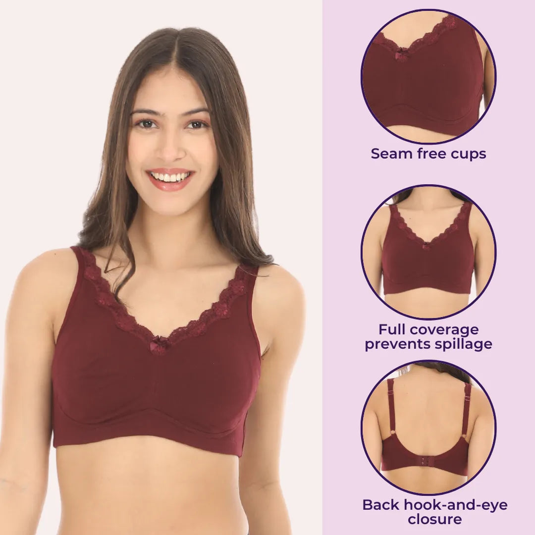 Daily Use Bra For Ladies - Wine 