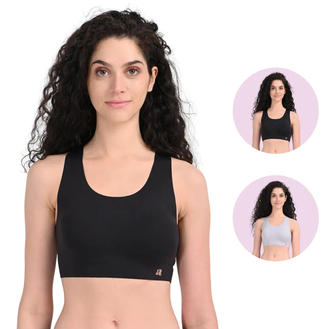 Comfortable Sports Bra Black & Cool Grey