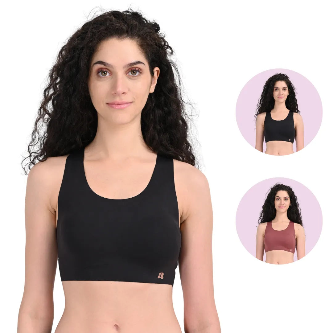 Comfortable Sports Bra Black & Mesa Rose