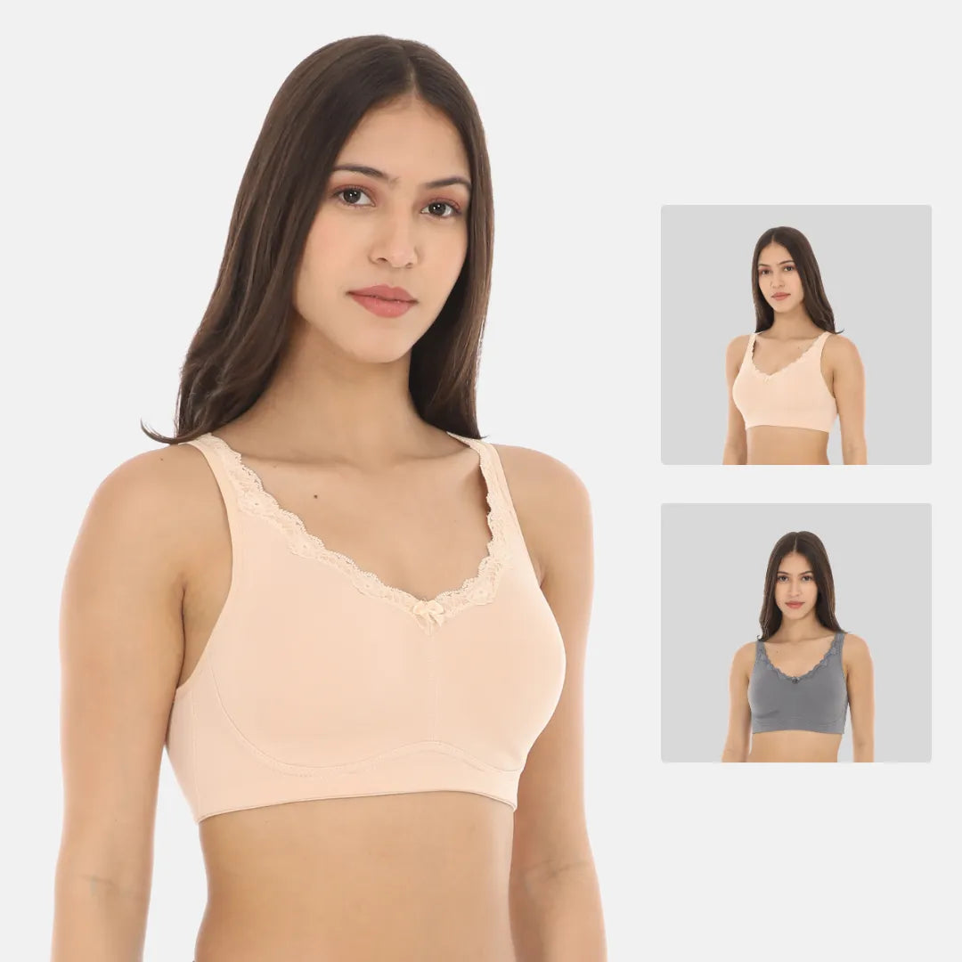 Comfy Everyday Bras - Skin,Steel Grey