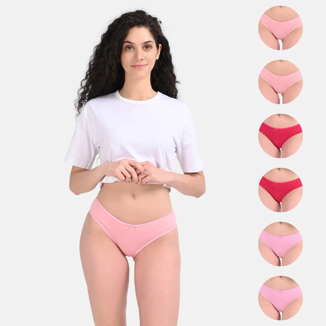 Cotton Bikini Underwear Peach, Dark Pink & Light Pink