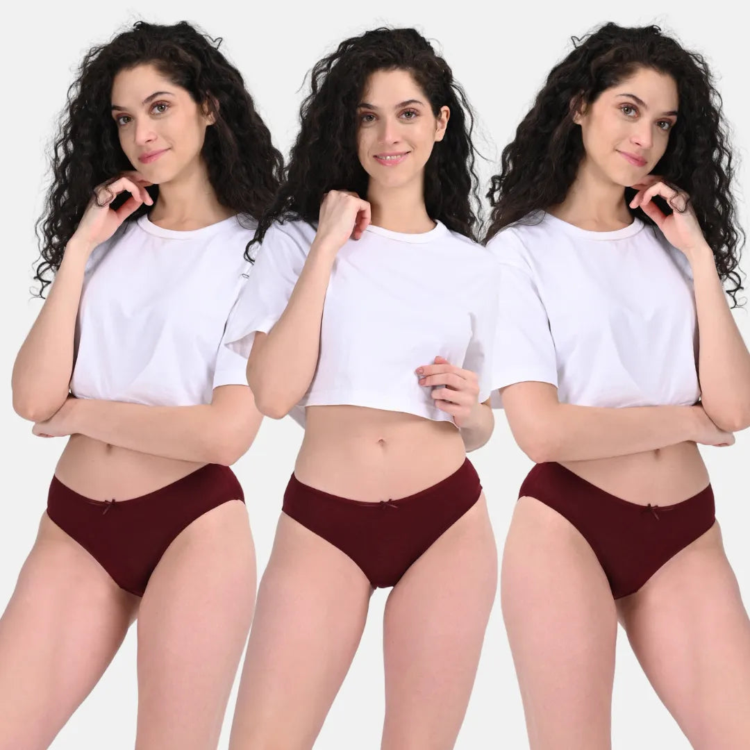 Cotton Bikini Underwear Wine Pack Of 3