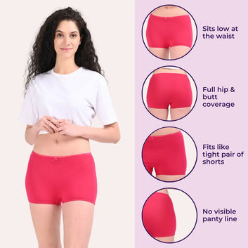 Cotton Boyshort Panties | Mid Waist Fit | Cotton-Elastane Blend | No Visible Panty Lines | Everyday Comfort | Pack Of 3