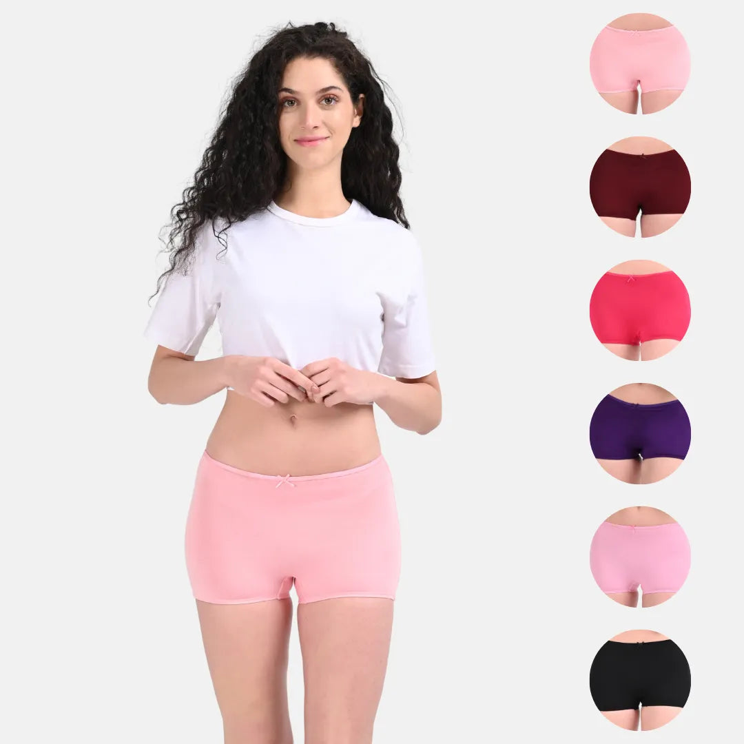 Cotton Boyshort Panties Peach, Wine, Dark Pink, Magenta, Light Pink& Black