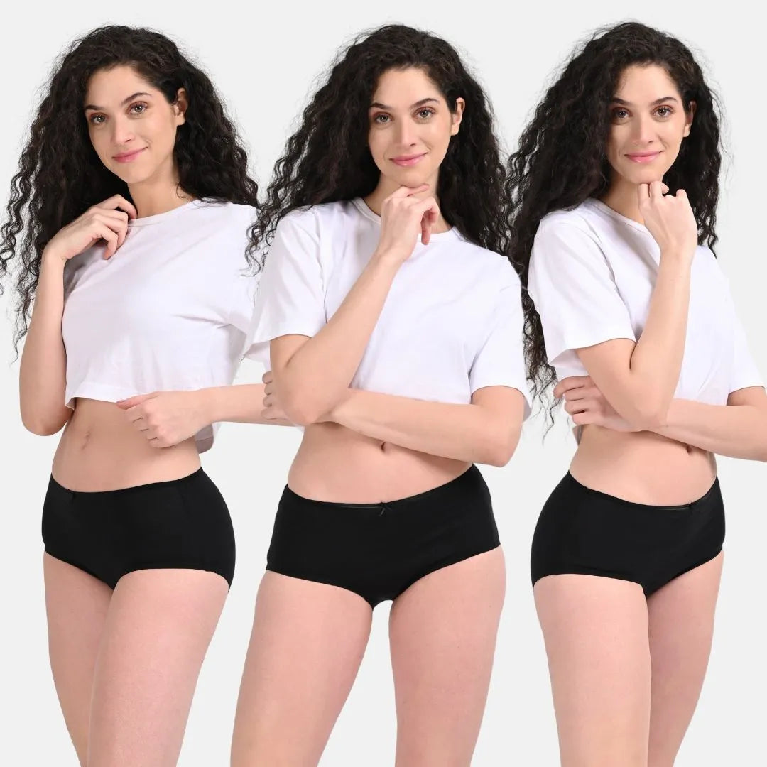 Cotton Hipster Panties Black Pack Of 3