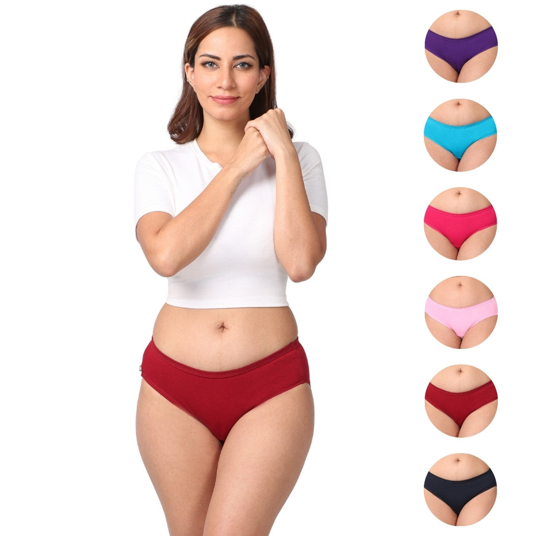Cotton Hipster Panties Multi Color Pack Of 6