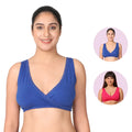 Cotton Nursing Sleep Bra Dark Pink & Royal Blue