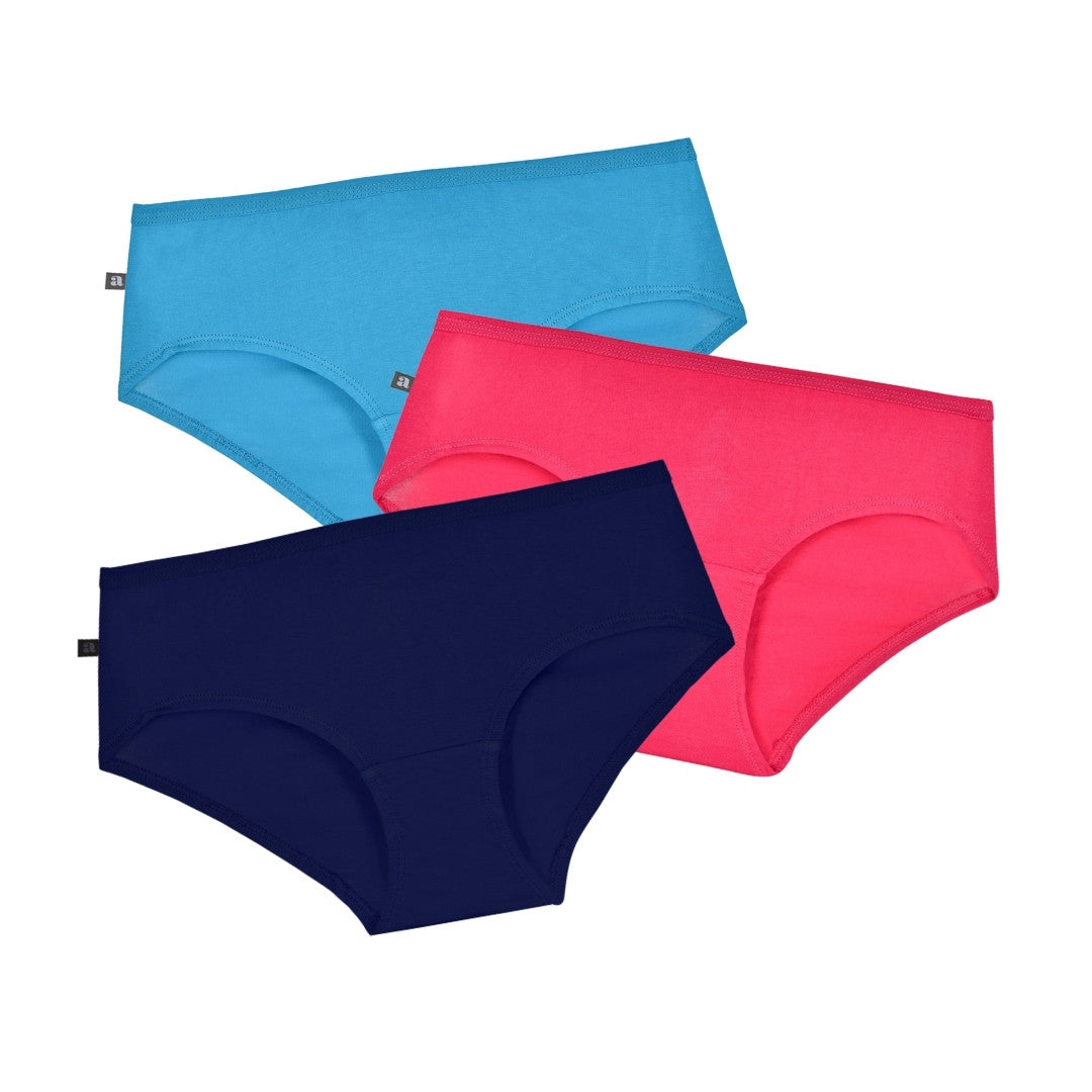 Cotton Panties Bright Blue, Dark Pink & Navy Blue