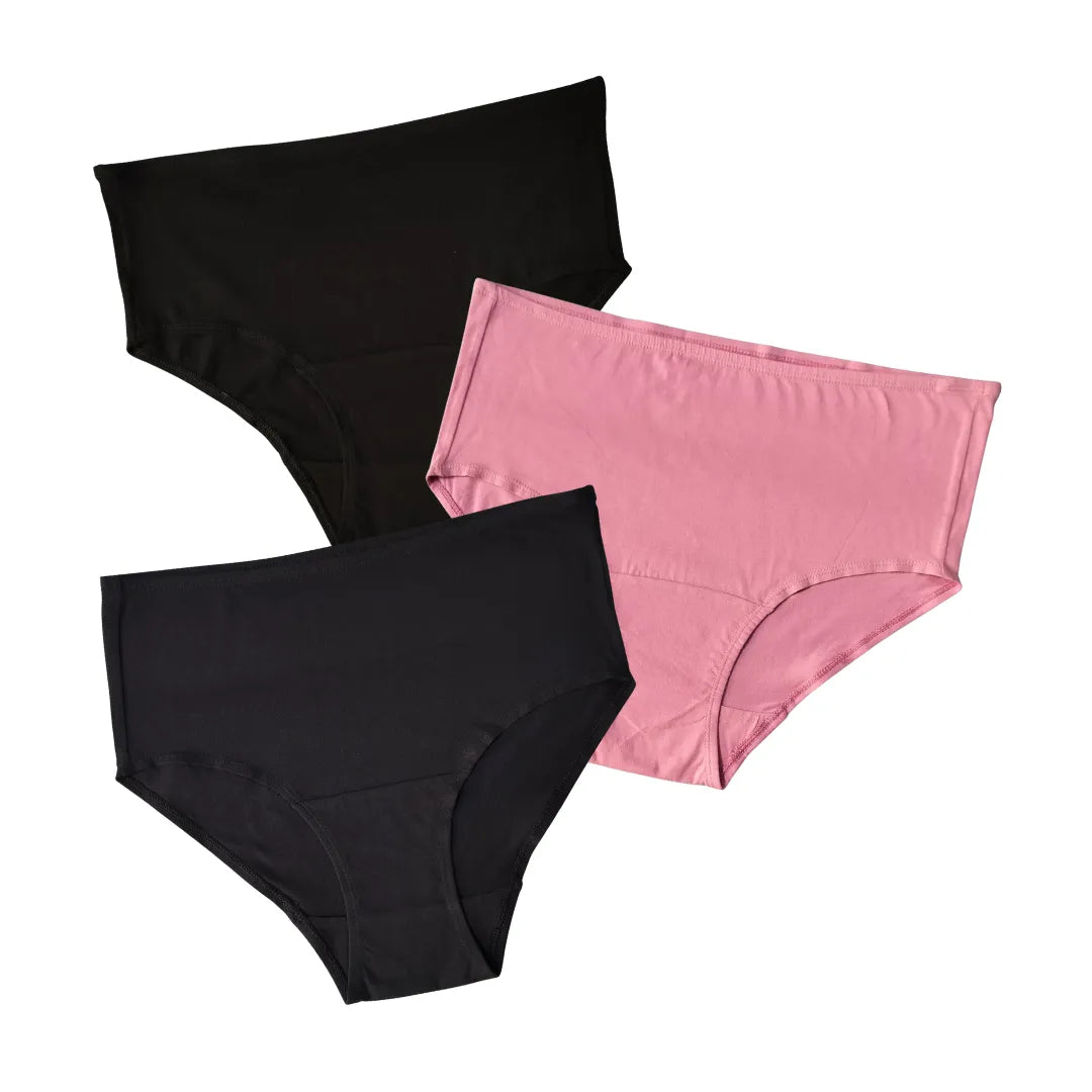 Cotton Panty For Older Women Black, Navy Blue & Light Pink