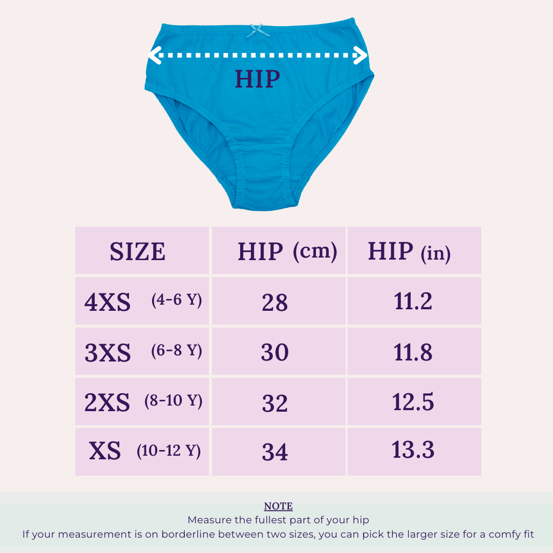 Cotton Panty Inner Elastic Size Chart