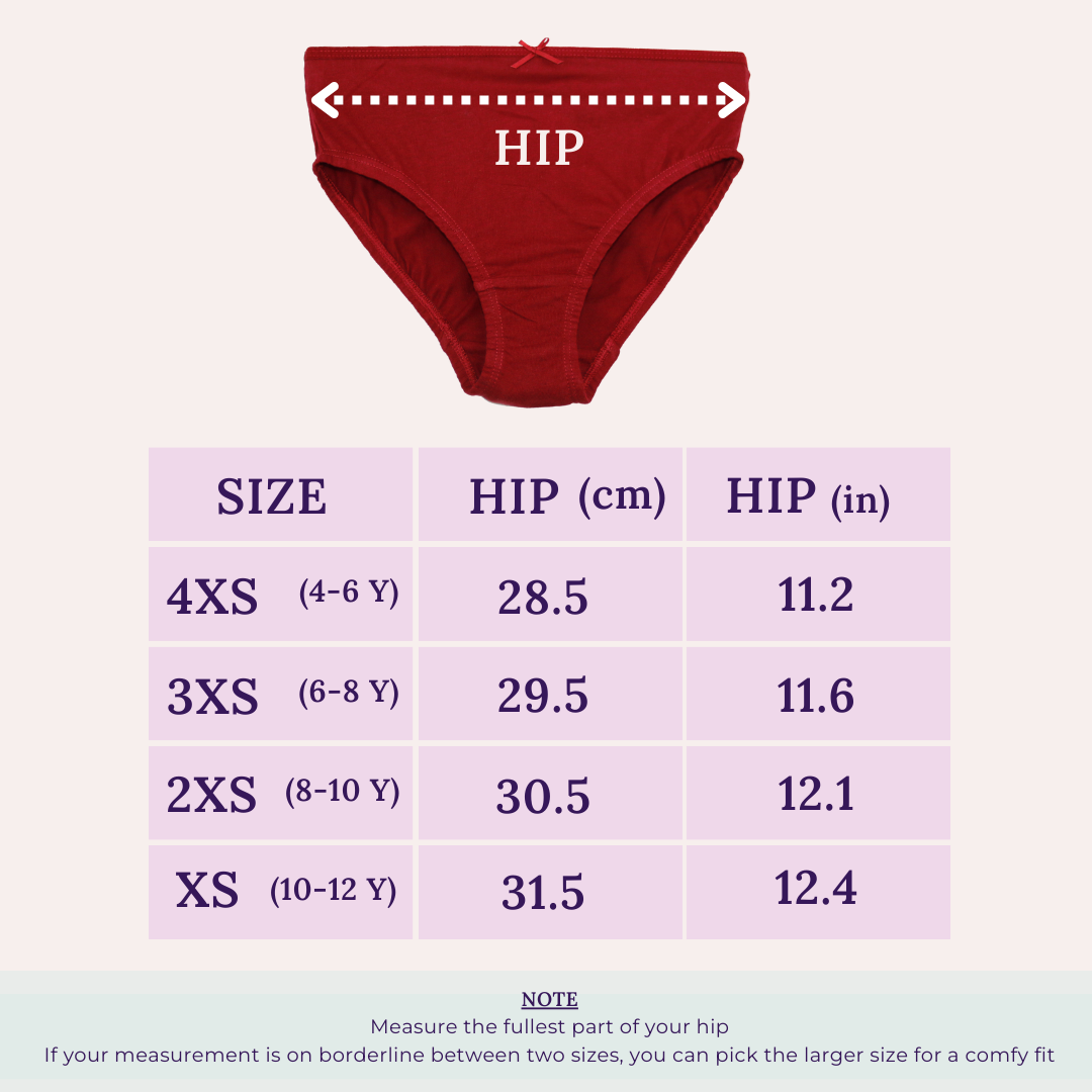 Cotton Panty Outer Elastic Size Chart
