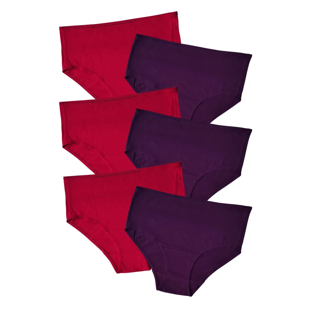 Cotton Undies For Senior Women Dark Pink & Magenta Pack Of 6