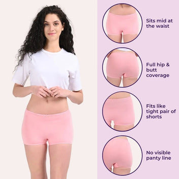 Boyshorts | Mid Waist | Full Coverage | Ultra Light Seams | No Visible Panty Lines | Pack Of 6