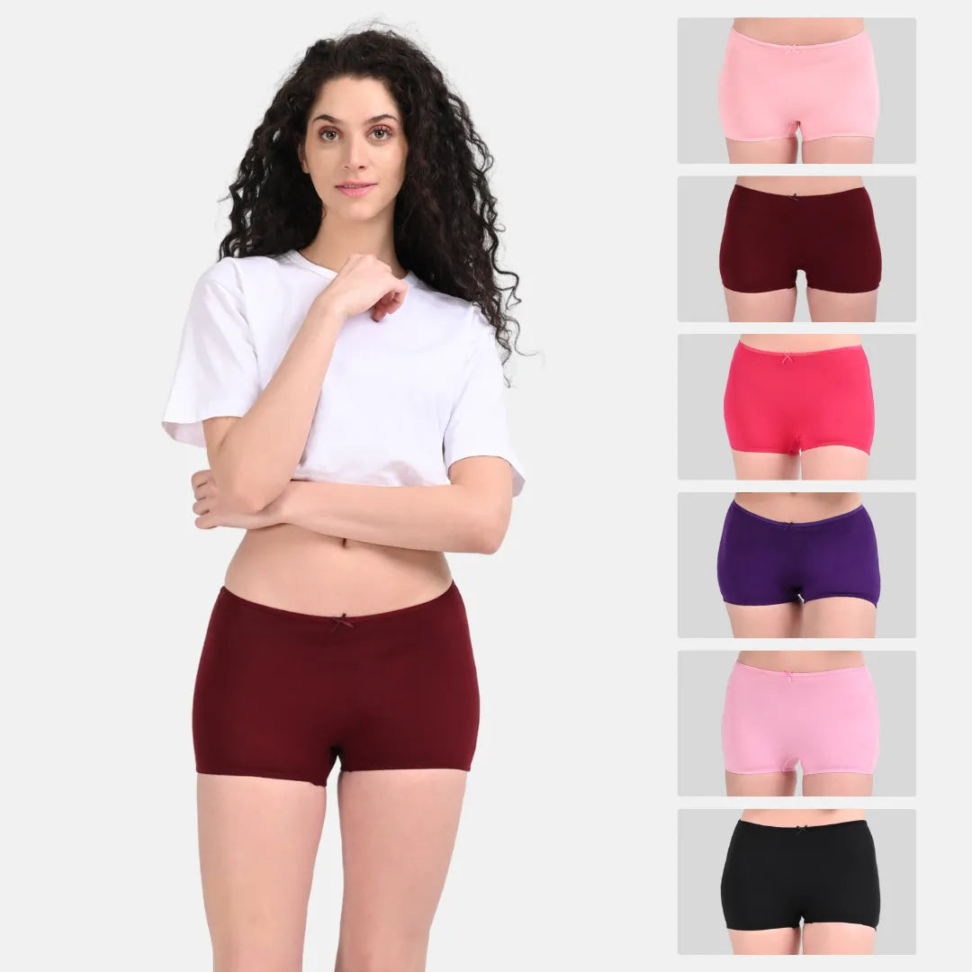 Cotton Boyshort Panties Peach, Wine, Dark Pink, Magenta, Light Pink& Black