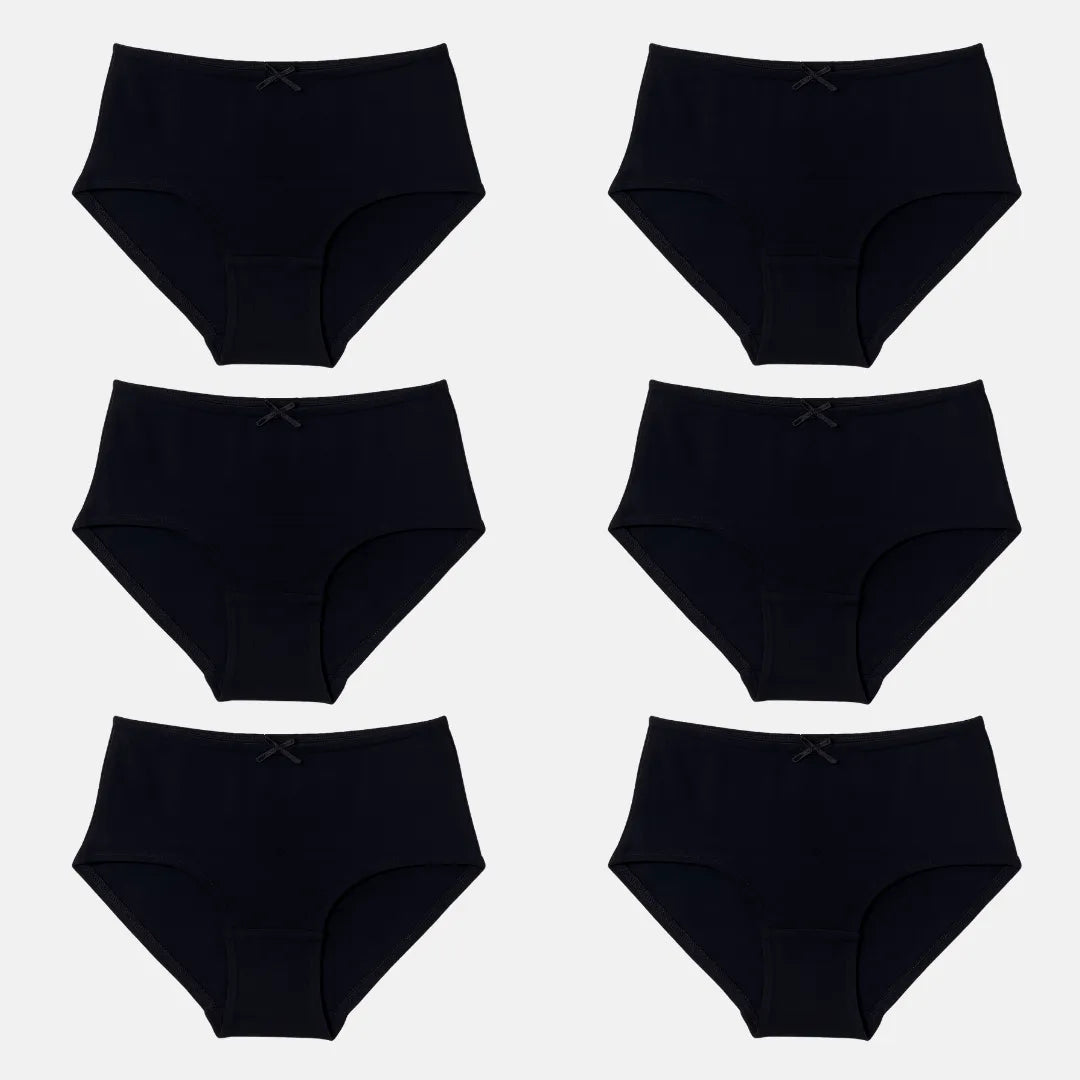 Cotton Hipster Panties Black Pack Of 6