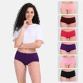 Cotton Hipster Panties Peach, Wine, Dark Pink, Magenta, Light Pink & Black