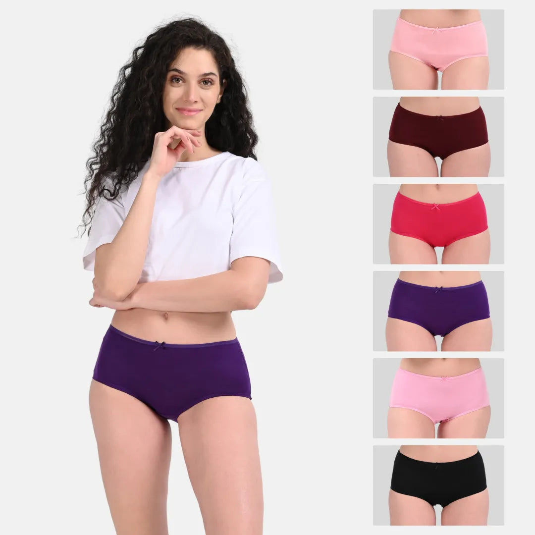 Cotton Hipster Panties Peach, Wine, Dark Pink, Magenta, Light Pink & Black